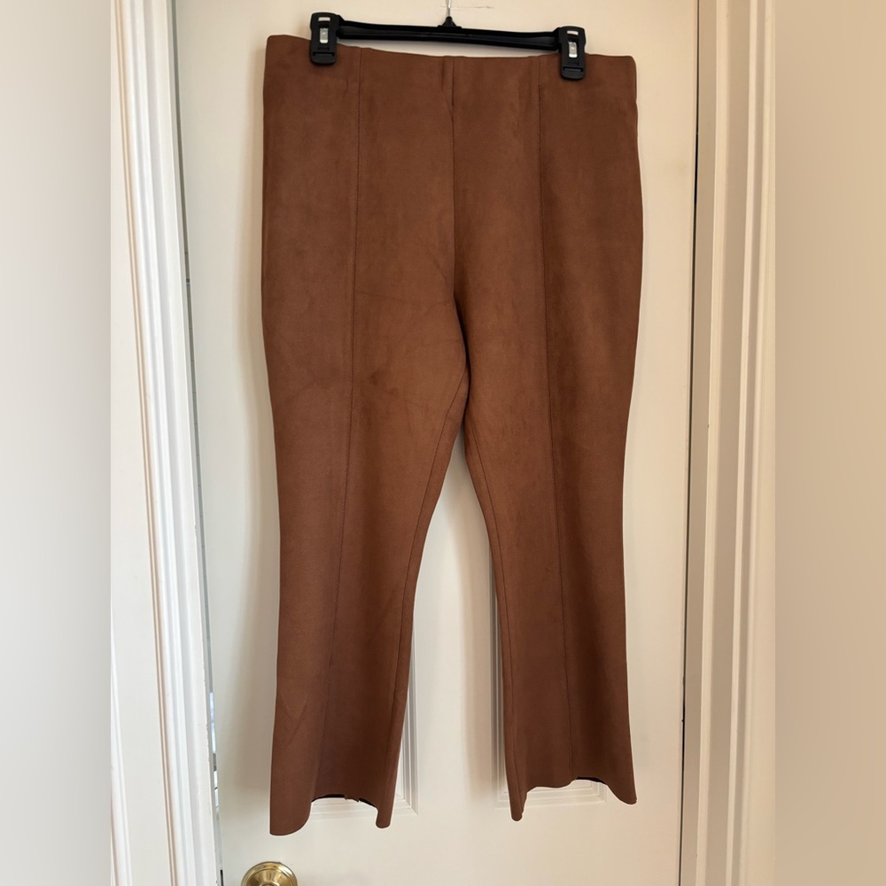 Ann Mashburn Faye Pant in Rust Stretch Faux Suede